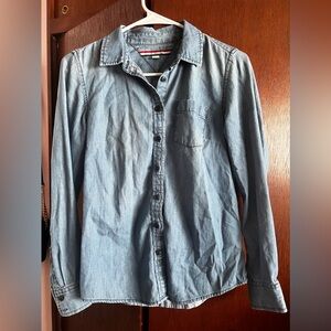 Tommy Hilfiger women’s denim blue button down shirt
